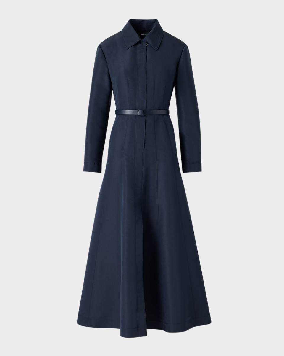 Ottoman Silk Belted A-Line Midi Shirtdress